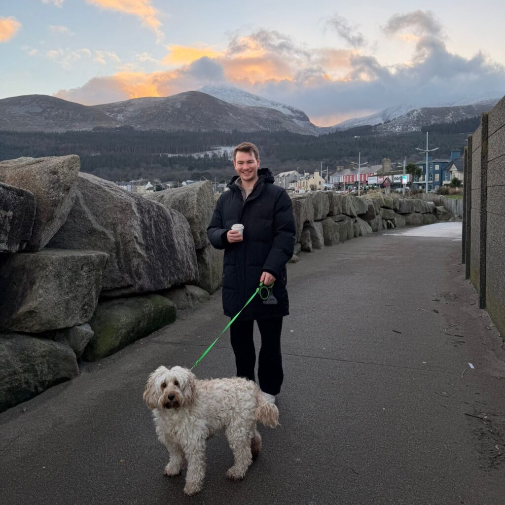 Rory, with Lucy (dog), in Ireland